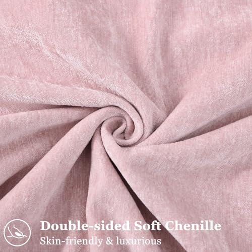 decorUhome Couch Throw Pillow Covers 18x18 Set of 2, Decorative Soft Euro Neutral Chenille Pillow Covers with Elegant Design for Sofa Bed Living Room Home Decor, Blush Pink