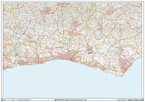 Carte murale à code postal Brighton BN papier plan secteur géographique