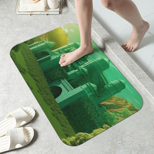 Tapis de douche super absorbant en diatomée vert château pour baignoire