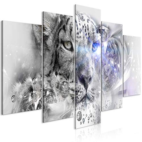 decomonkey | Impression sur Toile intissée Animaux Abstrait 200x100 cm | 5 Piece | Tableau mural Image sur Toile Photo Images Motif Moderne Décoration tendu sur Chassis Animal Tigre Diamants