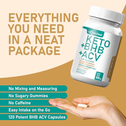 Keto ACV BHB Capsules 1600mg - Organic Apple Cider Vinegar with The Mother Ketones Supplement - with Vitamin D3 Zinc Chromium Beta Hydroxybutyrate - Vegan Sugar-Free Gluten Free for Men Women - Image 4