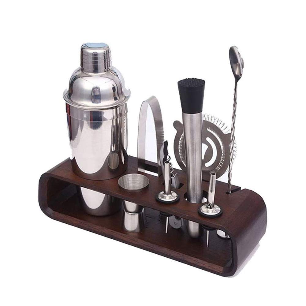 Set di 10 Shaker per Cocktail con Supporto Rotante, Regali per Uomini, papà, Nonni, Kit da Barista in Acciaio Inossidabile, Set di Strumenti da Bar, casa, Bar, Feste e Viaggi