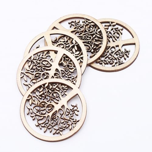 SEWACC 10pcs Wood Craft Round Family Tree Crafts Making Accessories Embellishments Decor Ornament DIY Bookmarks Wooden Slice - Image 2