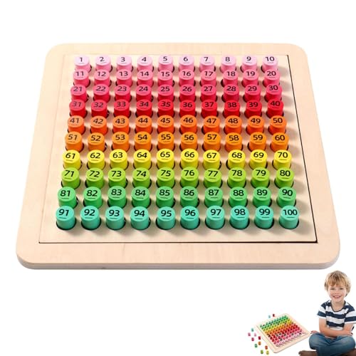 Tabla del Cien – Madera 25,8x25,8x1 Cm | Juego De Tablero para Aprender Números del 1 Al 100 | Material Matemático Educativo para Niños De 3–12 Años Enseñanza Temprana