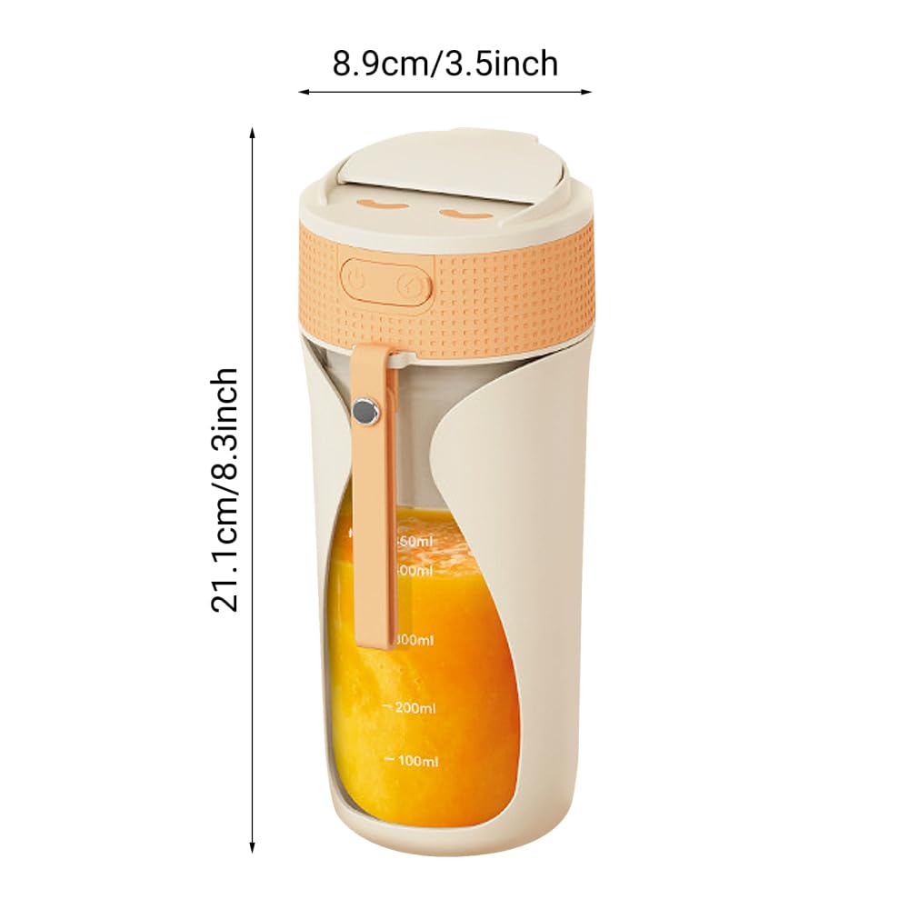 Portable Blender Cup, Personal Rechargeable Juicing Tool with Straw & 6 Blades, Mini Multi-Function Fruit Mixer for Home, Sport, Office