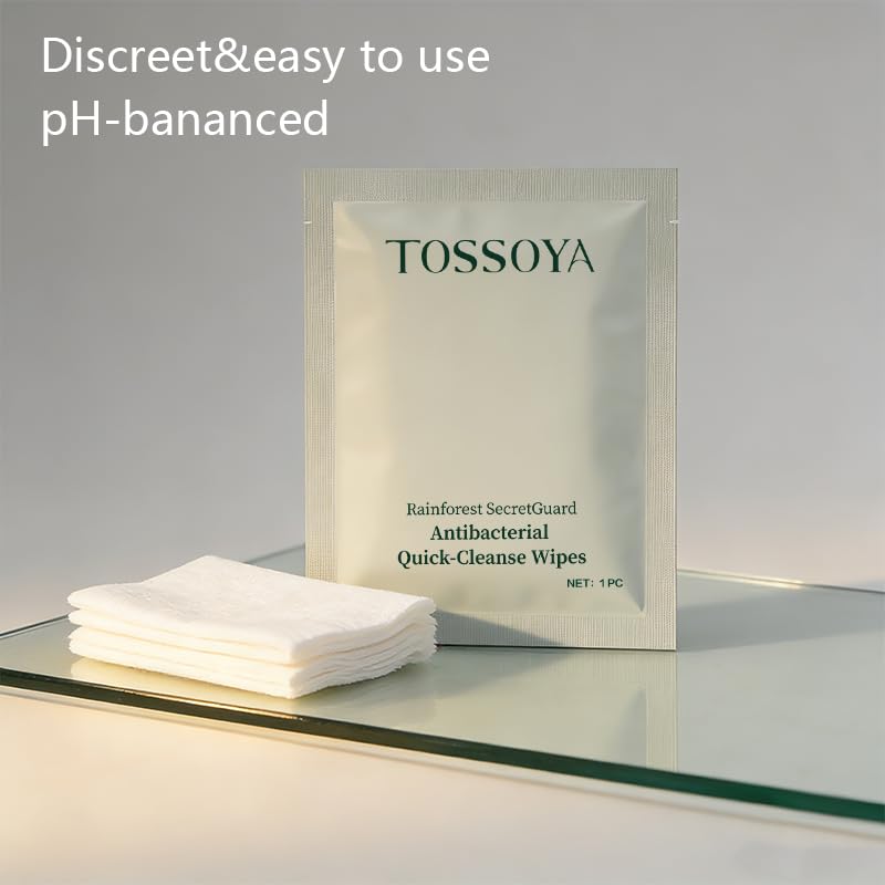 Tossoya™ Gentle Intimate Wipes - pH Balanced Feminine Cleansing Wipes for Sensitive Skin - Quick-Dry & Refreshing Daily Care - Individually Wrapped - Plant-Based Formula -10 Count (Pack of 1)