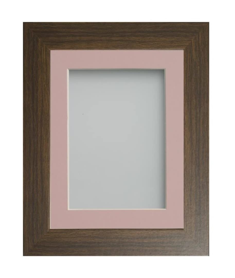 Frame Company Watson Brown Picture Photo Frame fitted with Perspex, 24x20 inch with Pink Mount for image size 20x16 inch