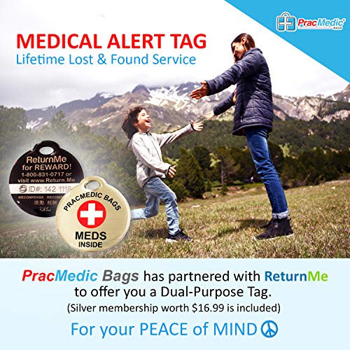 PRACMEDIC EpiPen Medicine Case for Emergencies - Fashionable, Insulated, Black, 8” - Storage Bag Holds 2 EpiPens, Auvi Q, Antihistamines and Medicine - Easy Access (with Tag) - Thumbnail 5