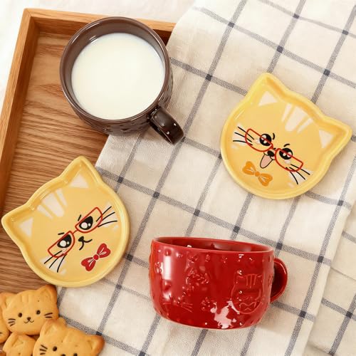 Set de 2 Tazas de Cerámica con Tapa Diseño Gato miniatura 6
