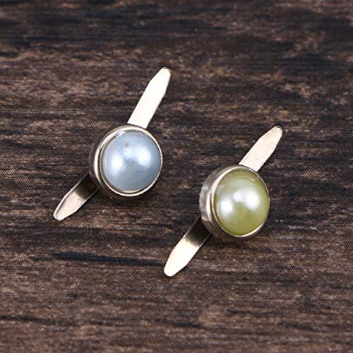 Amosfun 50Pcs Mini Brads Paper Fasteners Brads Pearl Brads For Scrapbooking Embellishment Crafts 6X13Mm (Assorted Colors) #TOP5