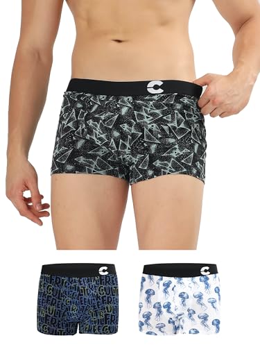 Image of Freecultr Men's Cotton Stretch Printed Trunks | Soft Breathable Innerwear with Stylish Logo Waistband | Comfort Fit Trunks for Everyday Wear