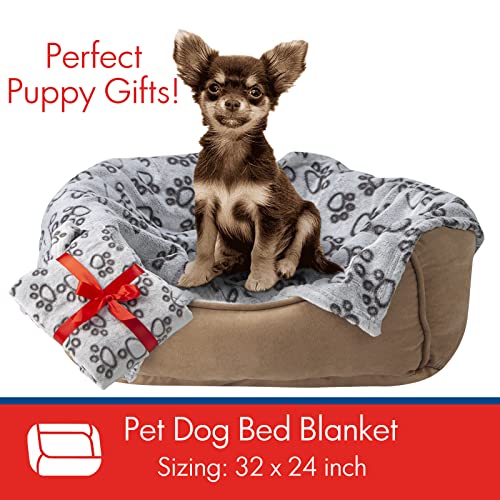 Stuffed Premium Soft Dog Blanket, with Flannel Grey Cute Paw Prin - Image 2