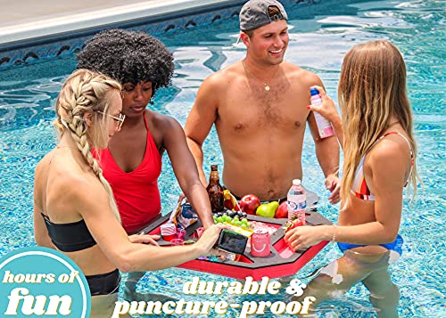 Polar Whale Large Floating Spa Hot Tub Bar Drink And Food Table Red And Black Refreshment Tray For Pool Or Beach Party Float Lounge Durable Foam 23.5 Inches 9 Compartment Uv Resistant #TOP2
