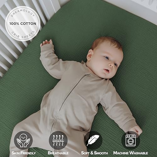 Image of Dreamology Mini Crib Sheets, 100% Muslin Crib Sheets, Pack n Play Sheets