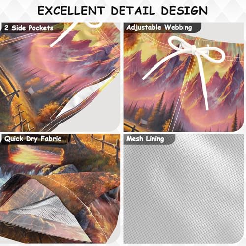 Mountains River Orange Boys Swim Trunks Quick Dry Toddler Swimsuit Boy Board Shorts Bathing Suits Swimwear XL3