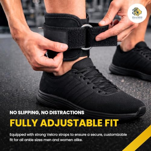 Image of PRO365 Ankle Straps & Lifting Straps Combo for Cable Machine | Gym Ankle Cuffs for Glute Kickbacks, Leg Workouts & Hip Training | Weight Lifting Wrist Straps for Deadlifts, Pull-Ups & Strength Training (Black, Pack of 4)