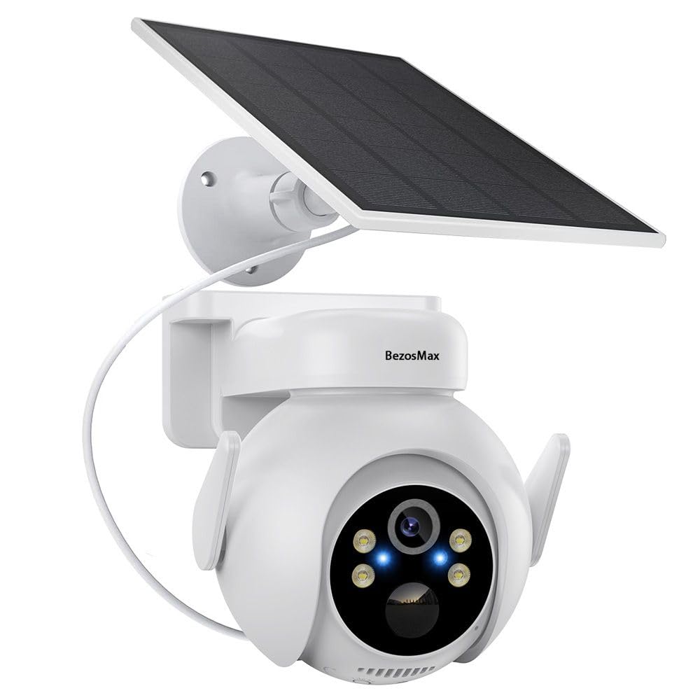 BezosMax Smart 4MP UHD Wifi Solar Battery Camera, 2.4GHz Wifi