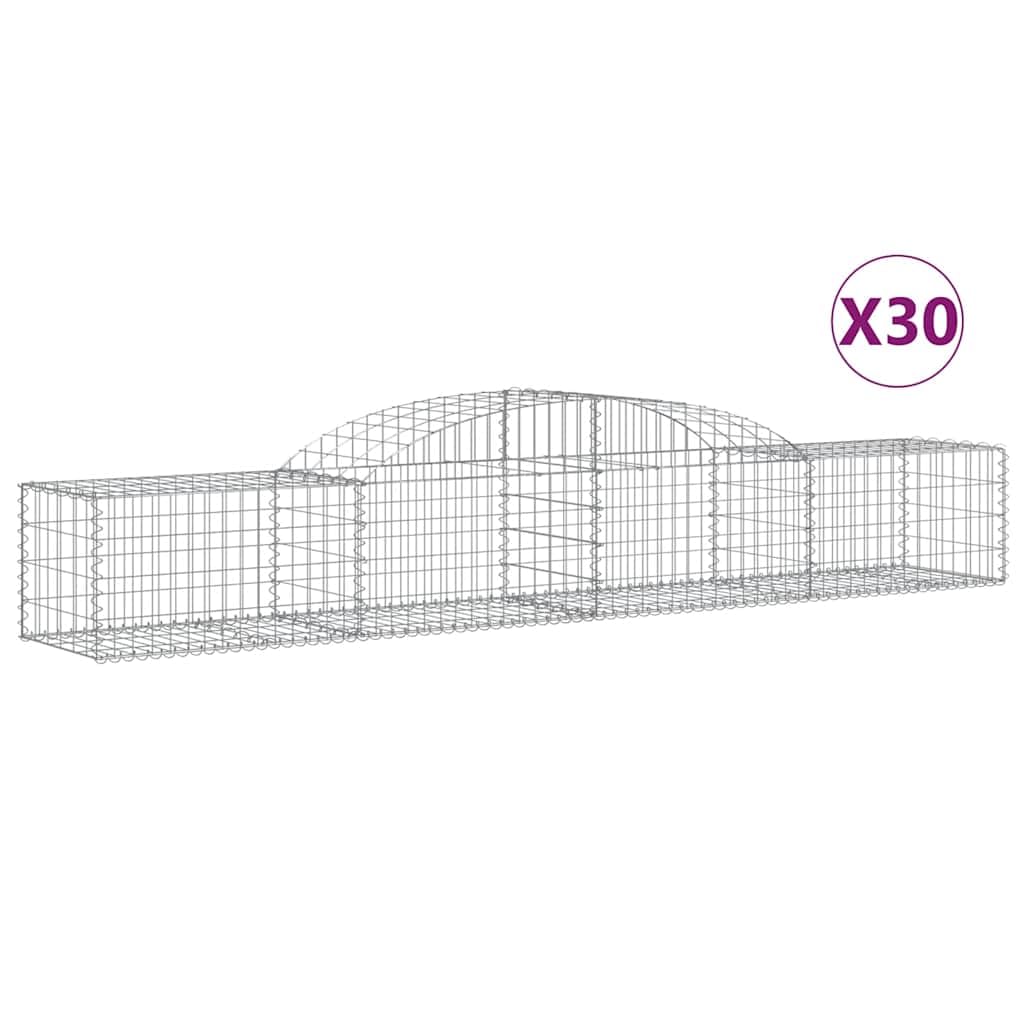 Kosze łuki gabionowe 30 sztuk 300 x 50 x 40/60 cm ocynkowane żelazo | Dekoracyjna bariera ogrodowa, wzmocnione haki, wypełnienie kamieni, zastosowanie na zewnątrz