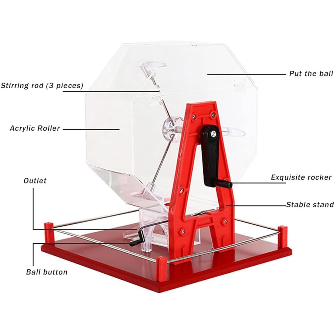 Máquina automática de bolas de bingo, jaula acrílica grande con base, ideal para entretenimiento en grupo y familia