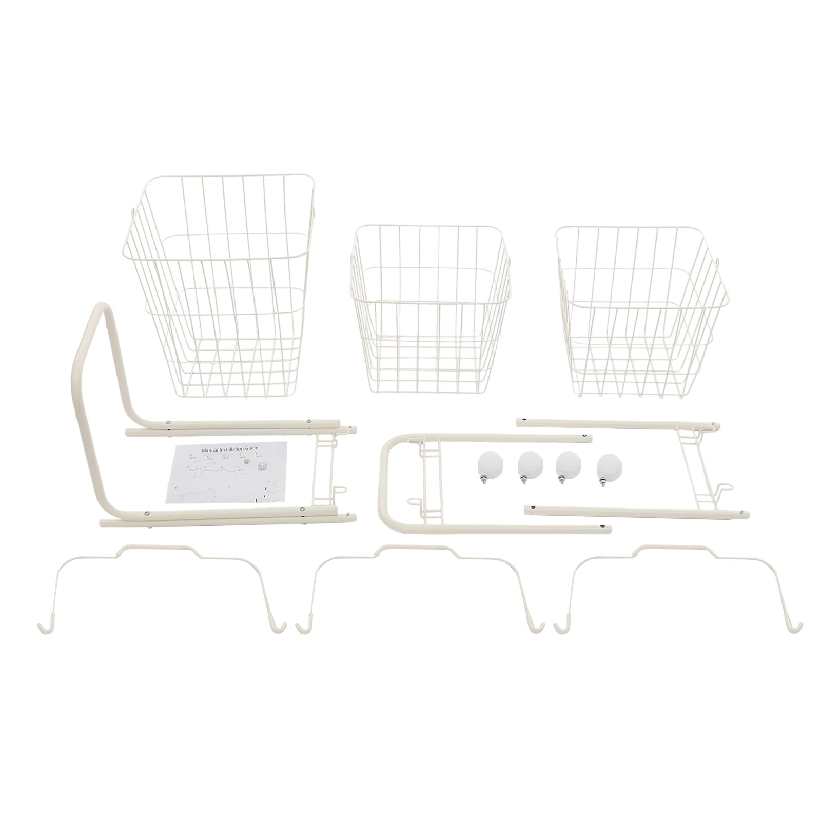 WooDerson Cesto portabiancheria su ruote, carrello portaoggetti a 3 livelli, pieghevole, grande cesto portabiancheria in metallo, multifunzione, per bagno, lavanderia, cucina, 26 x 32 x 123 cm (bianco