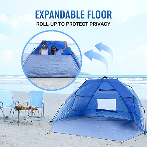 KingCamp Beach Tent Pop Up Shade, 10s Easy Set Up Portable Beach Canopy Tent Sun Shelter for 3-4 Person, Lightweight Instant Tent with Extendable Floor Beach Outdoor Camping Picnic - image 3