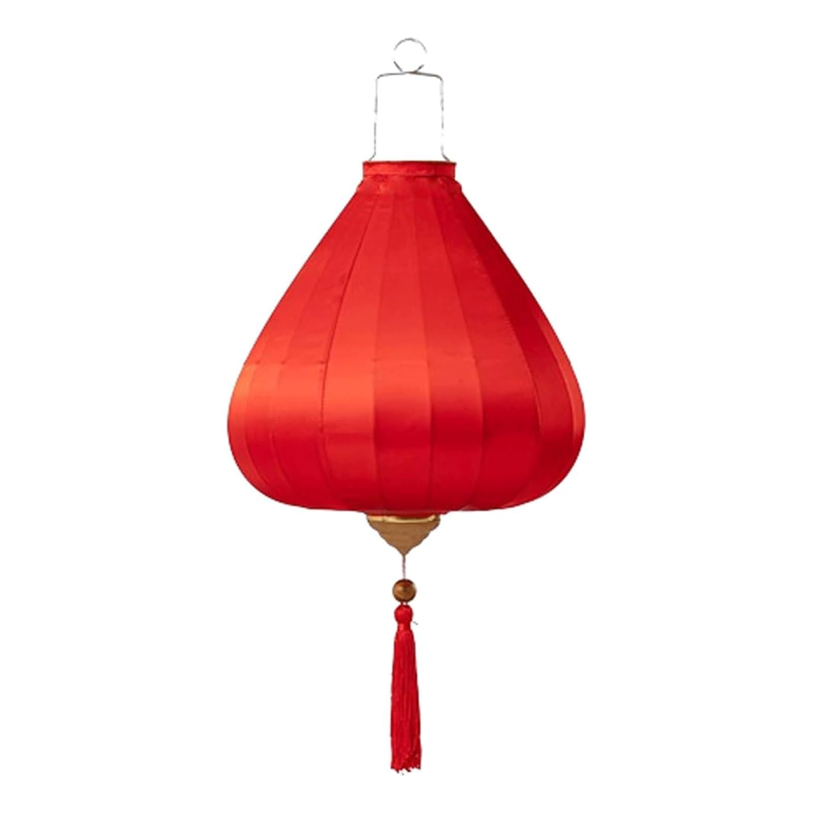 Dekoracje Wiszące czerwone chińskie lampiony, Owalne latarnie jedwabne z frędzlami, wielokolorowe, 12–16 cali(Red,14 Inch)