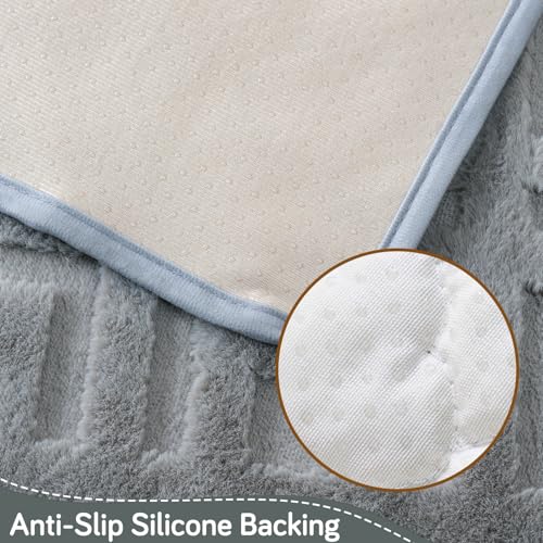Image of HOKIPO 'Velvet Maze' Premium Sofa Backrest Cover Mat 55x80 cm with Anti-Slip Backing | 1 Pc - Dark Grey (AR-6279-DGRY)