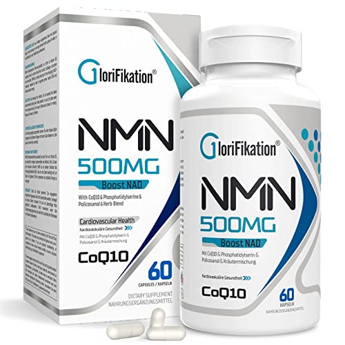 NMN + CoQ10 Supplement | Advanced 750mg All 7 Ingredients in 1 Capsule | NMN Nicotinamide Mononucleotide & Coenzyme Q10 for Heart Health,Boost NAD+,Boost Energy,Immune Support,Anti-Aging | 60 Capsules