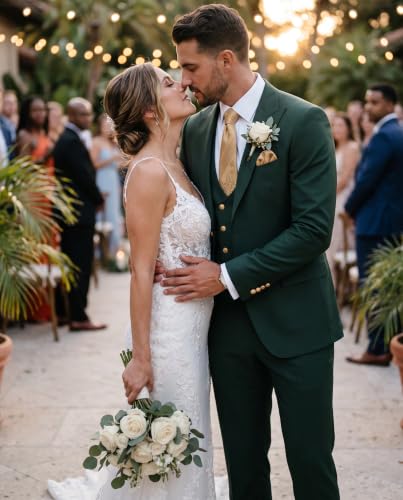 Mens Suits 3 Piece Double Breasted Suits for Men Slim Fit Wedding Prom Formal Business - Image 5