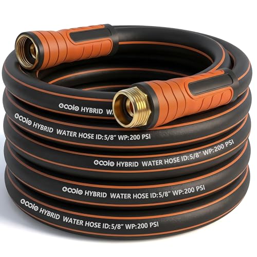 Image of Garden Hose 25 ft x 5 /8 inch, Heavy Duty Water Hose, Flexible and Durable, Kink Resistant Lightweight Hybrid Hose, Leakproof Yard Hose with Male to Female Fittings