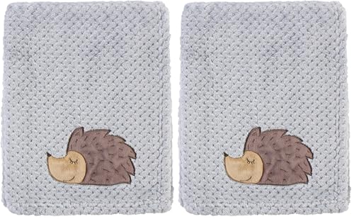 Image of Hudson Baby Unisex Baby Plush Waffle Blanket, Hedgehog, One Size (Pack of 2)