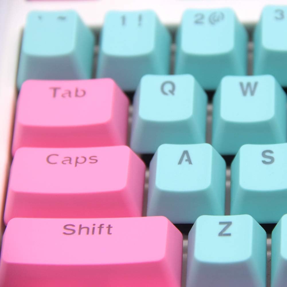 Flash Deals - 60% OFF BAOD PBT Keycaps Set, 104 Keys Doubleshot Keycap for Mechanical Keyboard, Compatible with 104/87/61 60% Key Cherry MX Mech Keyboards (104, Pink-Blue)