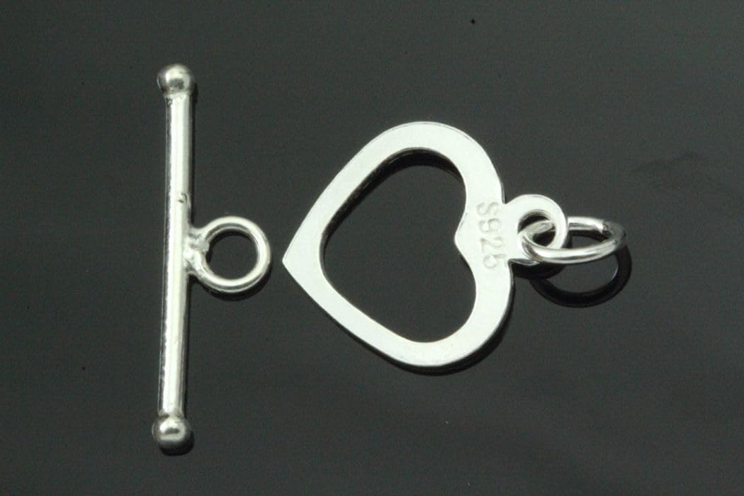 5 Sets Adabele Authentic 925 Sterling Silver Heart Shaped Toggle Clasp T-Bar Closure Set with Bar 16mm for DIY Jewelry Making SS26-BB