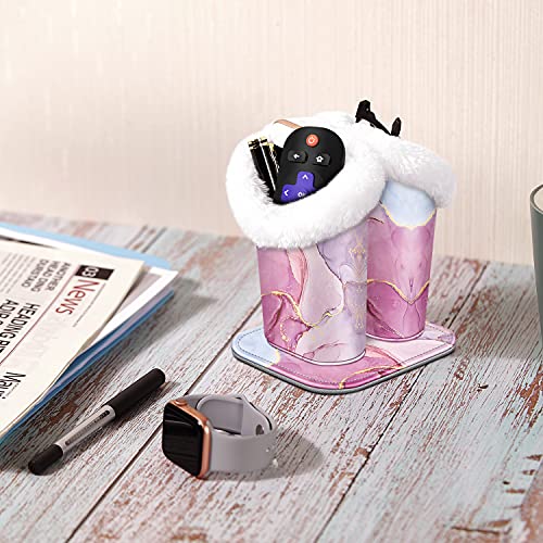 Image of FINTIE Plush Lined Double Eyeglasses Holder with Magnetic Base, Glasses Stand Case Organizer for Desk, Nightstand, Office