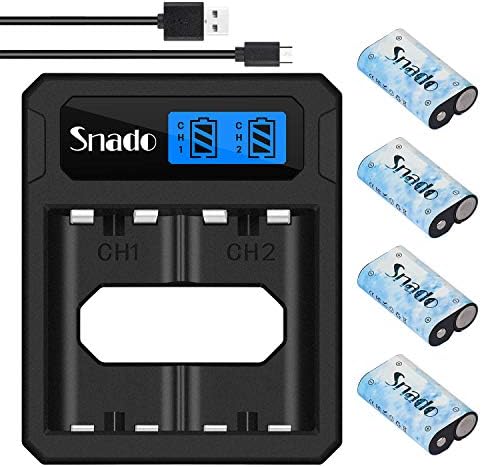 Snado Appropriate with Xbox One Battery 4 Pack x 2200mAh Rechargeable Controller Battery and LCD Charger for Xbox One/Xbox One S/Xbox One X/Xbox One Elite Wi-fi Controller