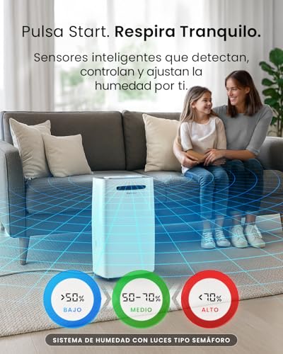 Miniatura 5 de Pro Breeze Deshumidificador Portátil De 20 L Con 4 Modos, Pantalla Digital, Drenaje Continuo, Secado De Ropa Y Temporizadores