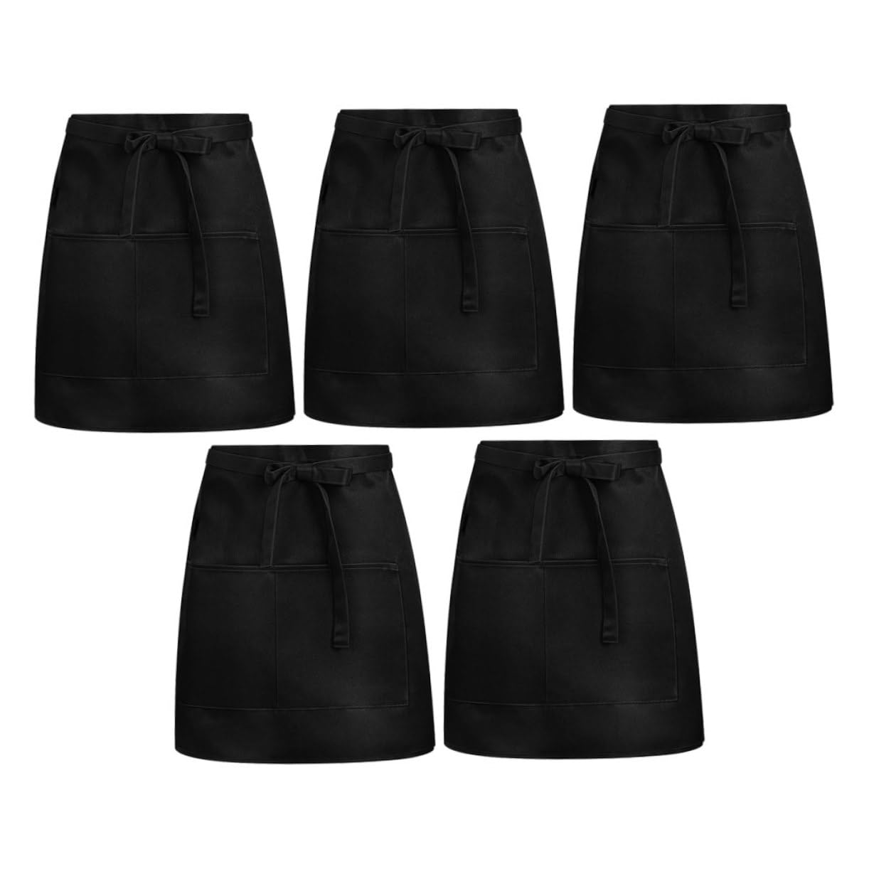 5 pezzi Grembiule Cameriere Corto con Tasche Multiple Design Unisex per Bar Caffè e Negozio Tè Materiale Facile da Pulire e