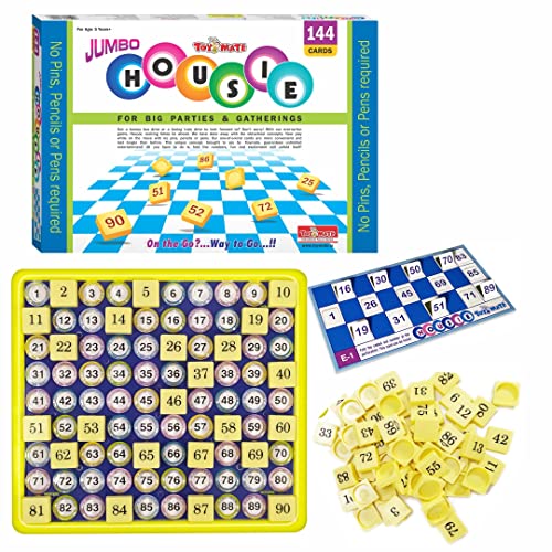 Image of toymate Jumbo Housie Board Board Game - 144 Reusable Folding Cards Bingo Lotto Tambola Family Game for All Adults and Kids