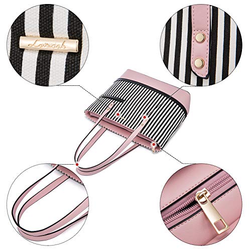 LOVEVOOK Womens Purses Satchel Handbags Shoulder Hobo Tote Bag Top Handle Crossbody 3pcs Purse Set Stripes Style - Image 5