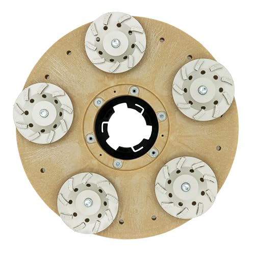 Concrete Grinding Plate for Swing Machines - Removal Tool for Concrete with 5 Cup Wheels - MAX RPM 175