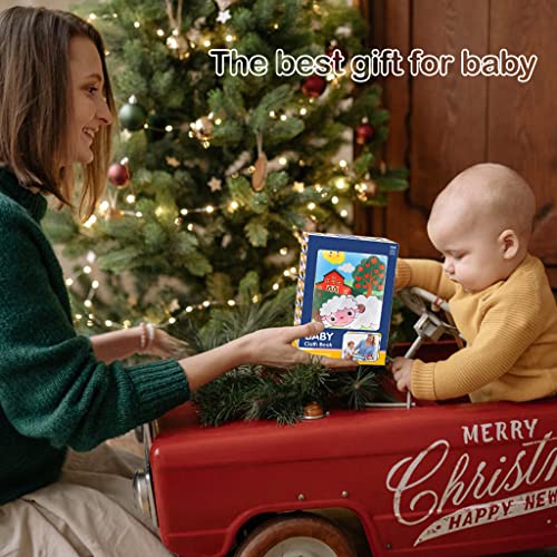 Image of PATPAT 3D Baby Cloth Book,Cute Farm Animal Theme Soft Cloth Books, Sensory Book,6 Pages Early Development Baby Cloth Book for Baby Toddler 3-18 Months (Farm Tails Cloth Book) Yellow