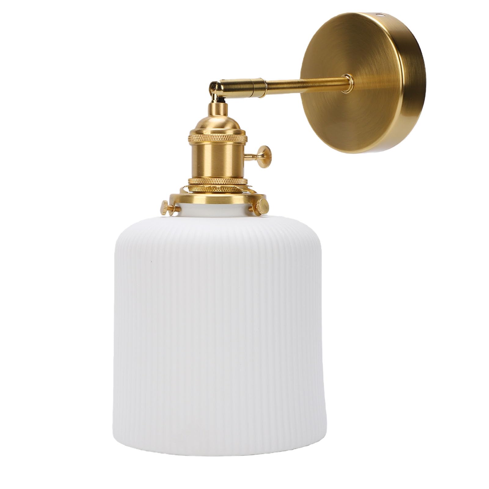 FTVOGUE E27 LED Kinkiet Mosiężny z Łańcuszkiem Ceramiczny Klosz Podtynkowy