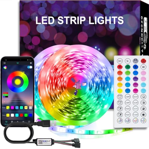 LED strip 20M (2 rollen van 10 m), LED strip met afstandsbediening, app en muzieksynchronisatie, muziekmodus, timingmodus, Bluetooth, zelfklevend voor kamerdecoratie/keuken/plafond/gaming/feestjes