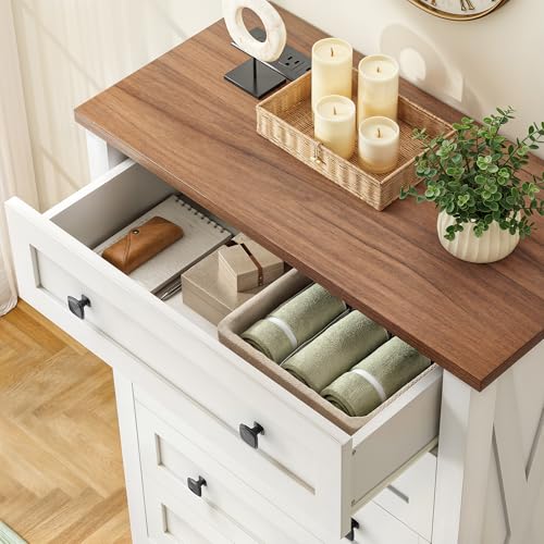 DWVO White Dresser, 5 Chest of Drawer Dresser for Room, Modern Tall Nightstand with Deep Drawers, Organizer Drawers for Living, Hallway