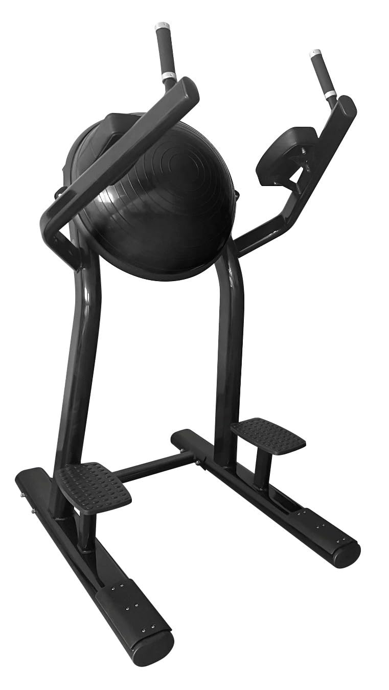 French Fitness FFB Black Half Ball Captain's Chair Leg Raise VKR – Commercial Grade Abdominal & Core Machine with Back Support