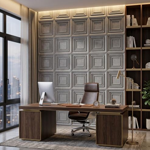 Image of Kayra Decor 3D PVC Wall Panels for Bedroom & Living Room | Accent Design | Gray Marble Color | 19.7 x 19.7 Inch | Pack of 40 | 107.6 Sq Ft