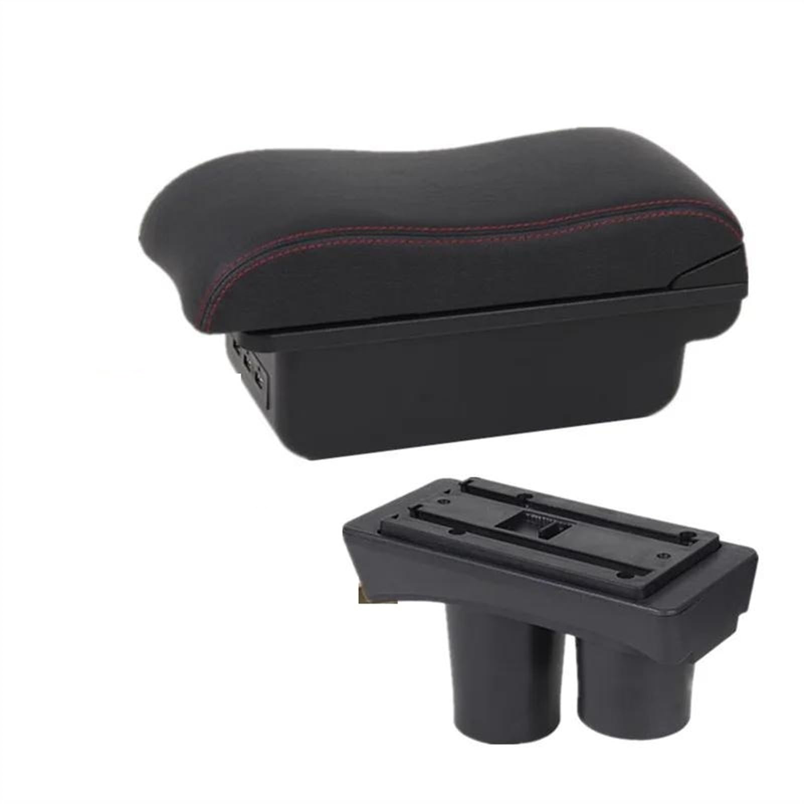 NOHEEU Car Armrest Box For Citroen C3 C2 Storage Interior Parts Dedicated Retrofit Accessories(B2 Black red 3USB)