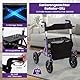 FANTASK Rollator mit Luftbereifung, faltbar und leicht mit Sitz, Aluminium, bis 160 kg, 2 in 1 Rollstuhl & Reiserollator (Lila)