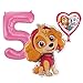 Skye Paw Patrol zestaw balonów z różową liczbą 5 urodziny dziecka, nadaje się do helem, dekoracja na urodziny dziecka, naczynia na imprezę, dekoracja na urodziny, imprezę, imprezę tematyczną, balony