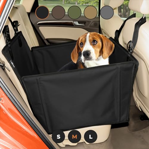 Wuglo Extra Stable Dog Car Seat - Reinforced Dog Seat for Medium-Sized Dogs, Waterproof, Black, 4 Straps
